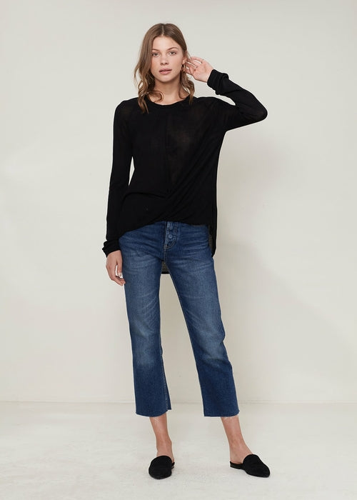 Women's Wrap Hem Sweater In Black