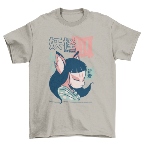 Kitsune japanese yokai fox tshirt kitsune Japanese tee