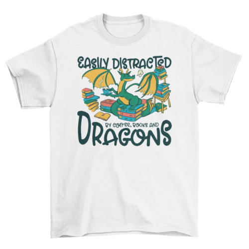 Dragons books and coffee t-shirt