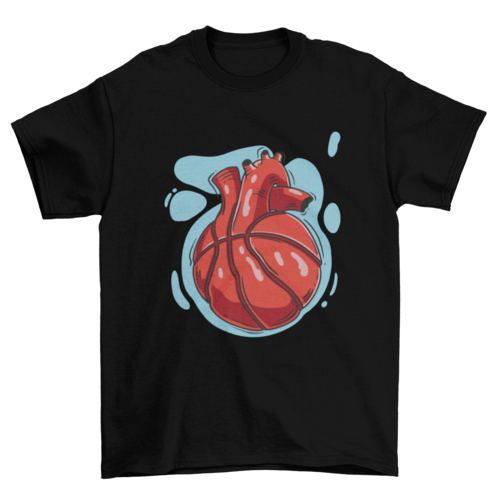 Heart shaped basketball t-shirt