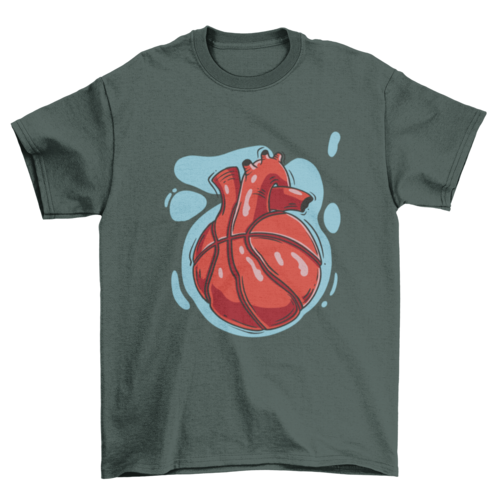 Heart shaped basketball t-shirt