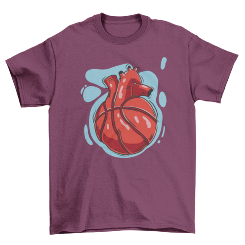 Heart shaped basketball t-shirt